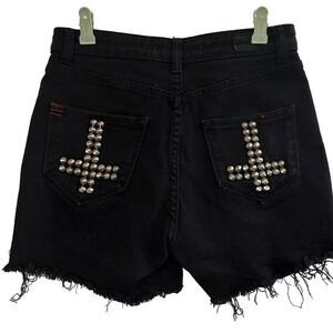 BDG Urban Outfitters Distressed Black Cross Studded Denim Shorts - SZ 27